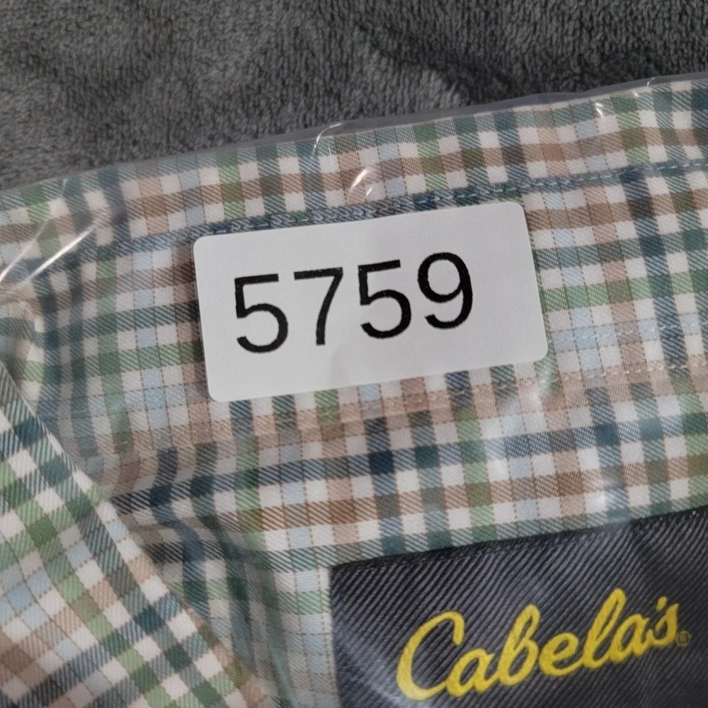 Cabelas Shirt Men 3XLT Tall Green Plaid Colorful Wrinkle Free Long Sleeve Pocket